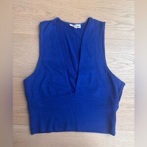 Wilfred Low Plunge Neck Blue Crop Top